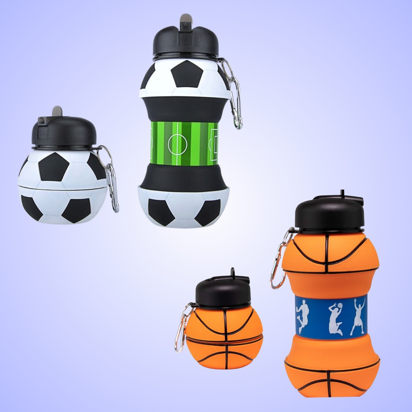 New Fancy 550ML Silicon Football Collapsible Leakproof Water Bottle(Imported)