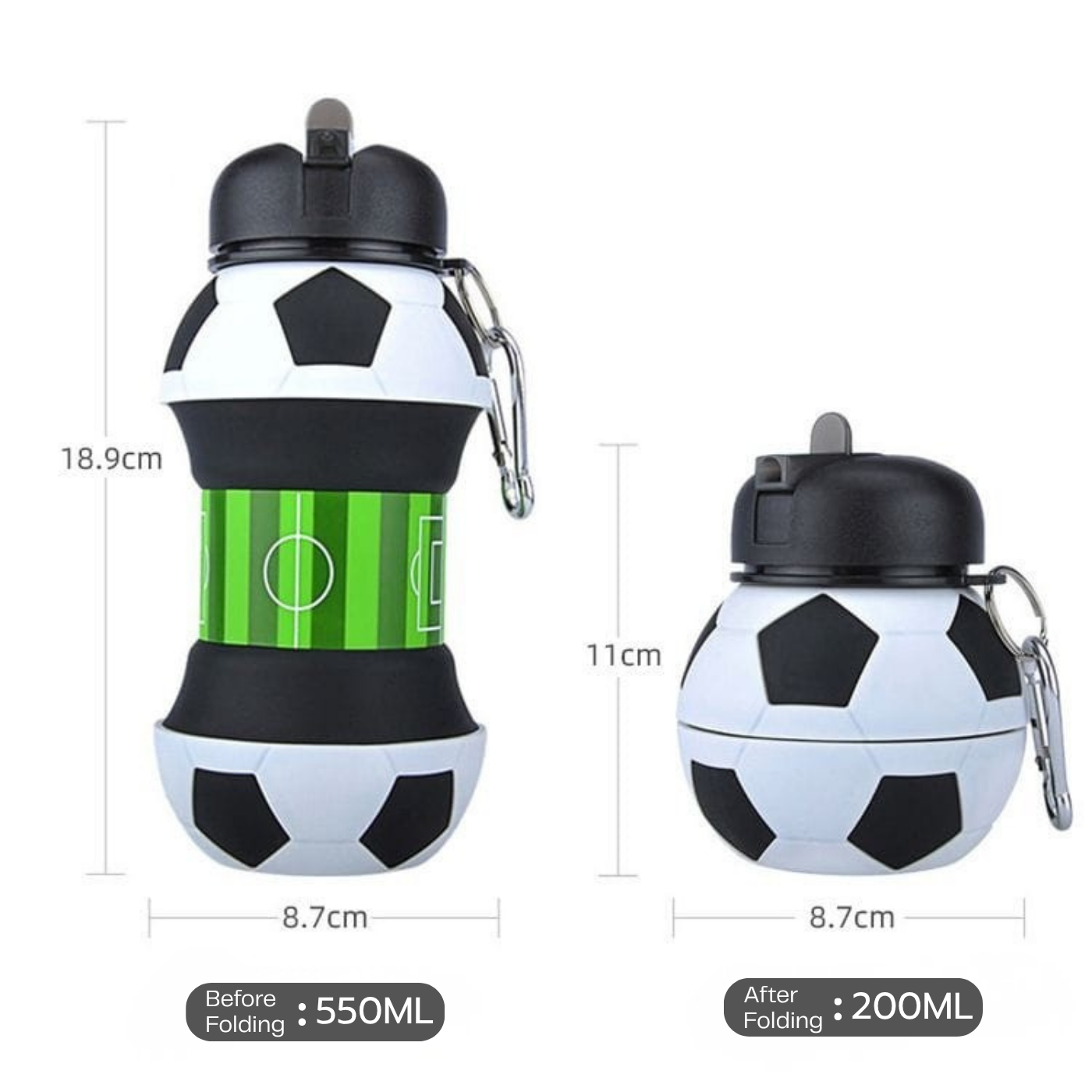 Silicon Football Collapsible Leakproof Water Bottle - Image 2