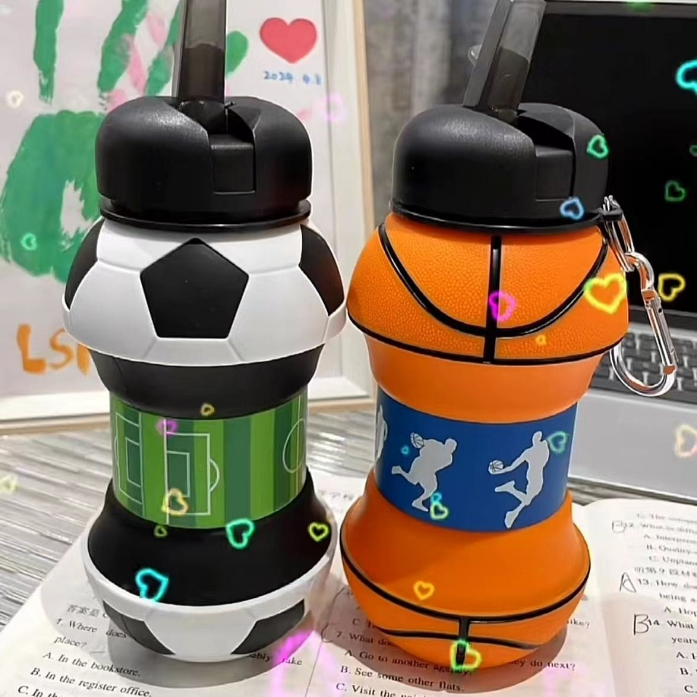 Silicon Football Collapsible Leakproof Water Bottle - Image 5