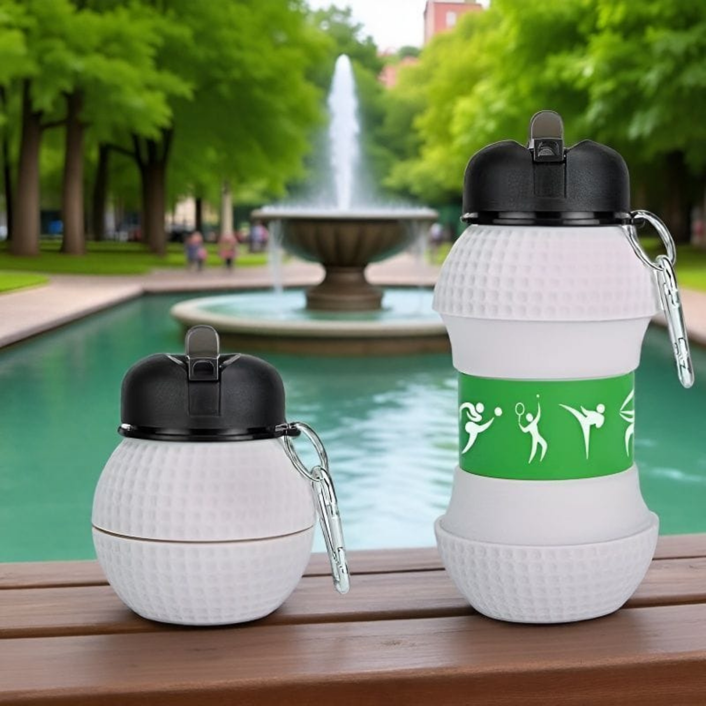 Silicon Football Collapsible Leakproof Water Bottle - Image 8